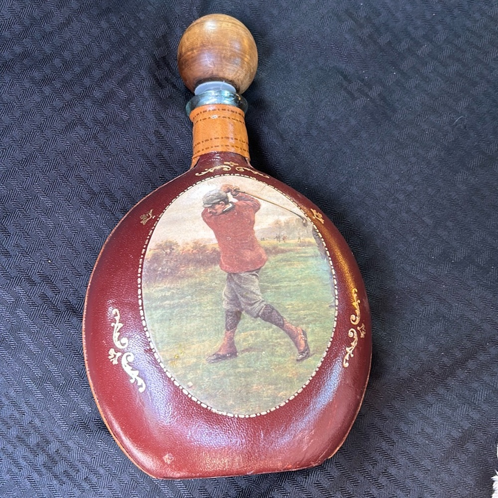 Vintage Fausto Conturi,leather wrapped Golf ⛳ bottle